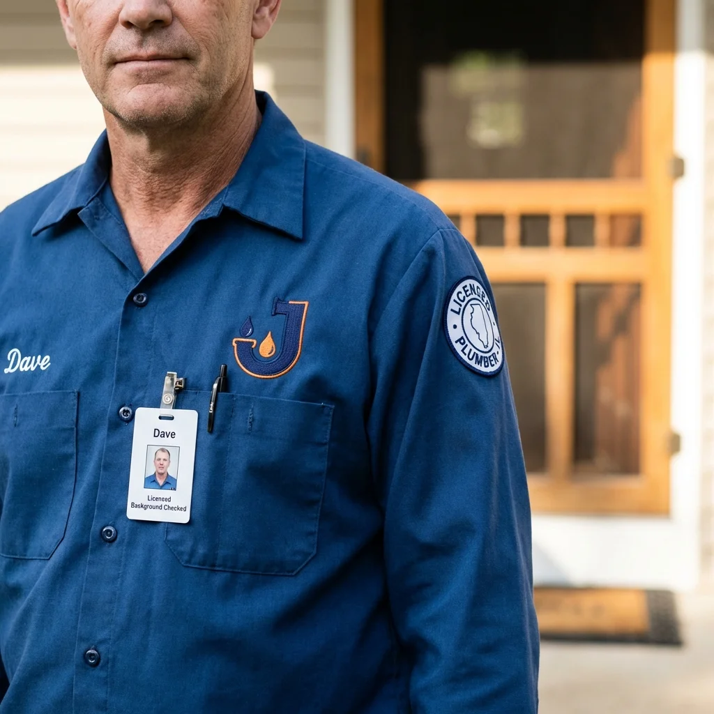 Licensed plumber showing ID badge in Leesville, LA