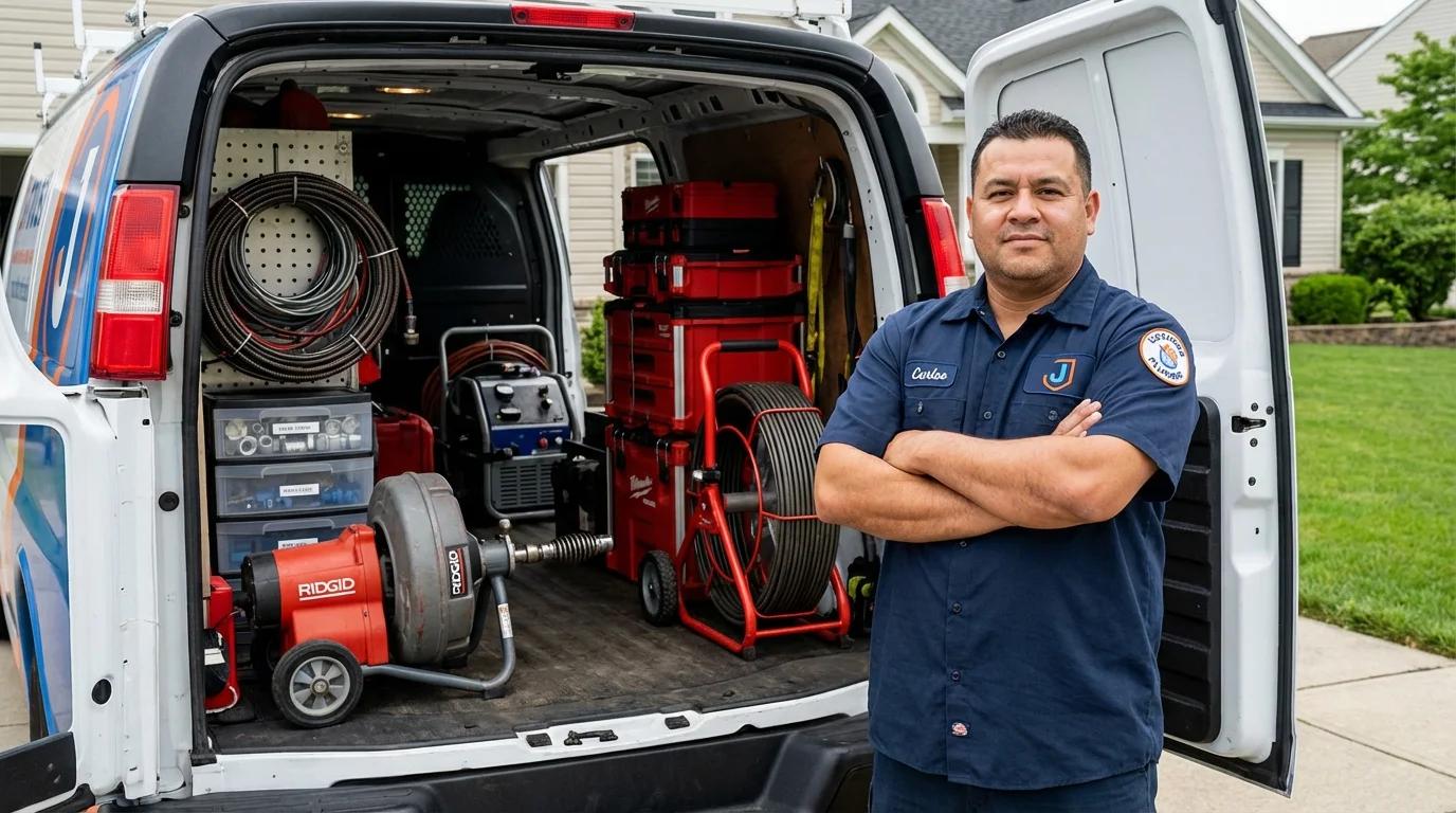 Professional drain cleaning equipment and Johns Plumbing LLC plumber in Leesville